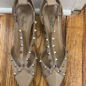 Valentino Taupe Studded Heels